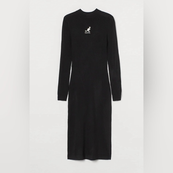 Kangol x H&M Elegant Black Long Sleeve Dress - Picture 1 of 4